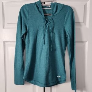 Hollister Teal Ribbed Hoodie